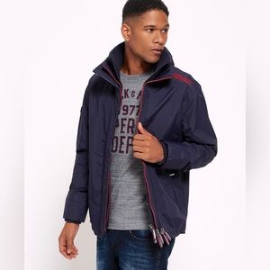 NEW! Superdry Technical Pop Zip Wind Cheater Jacket in Blue & Red